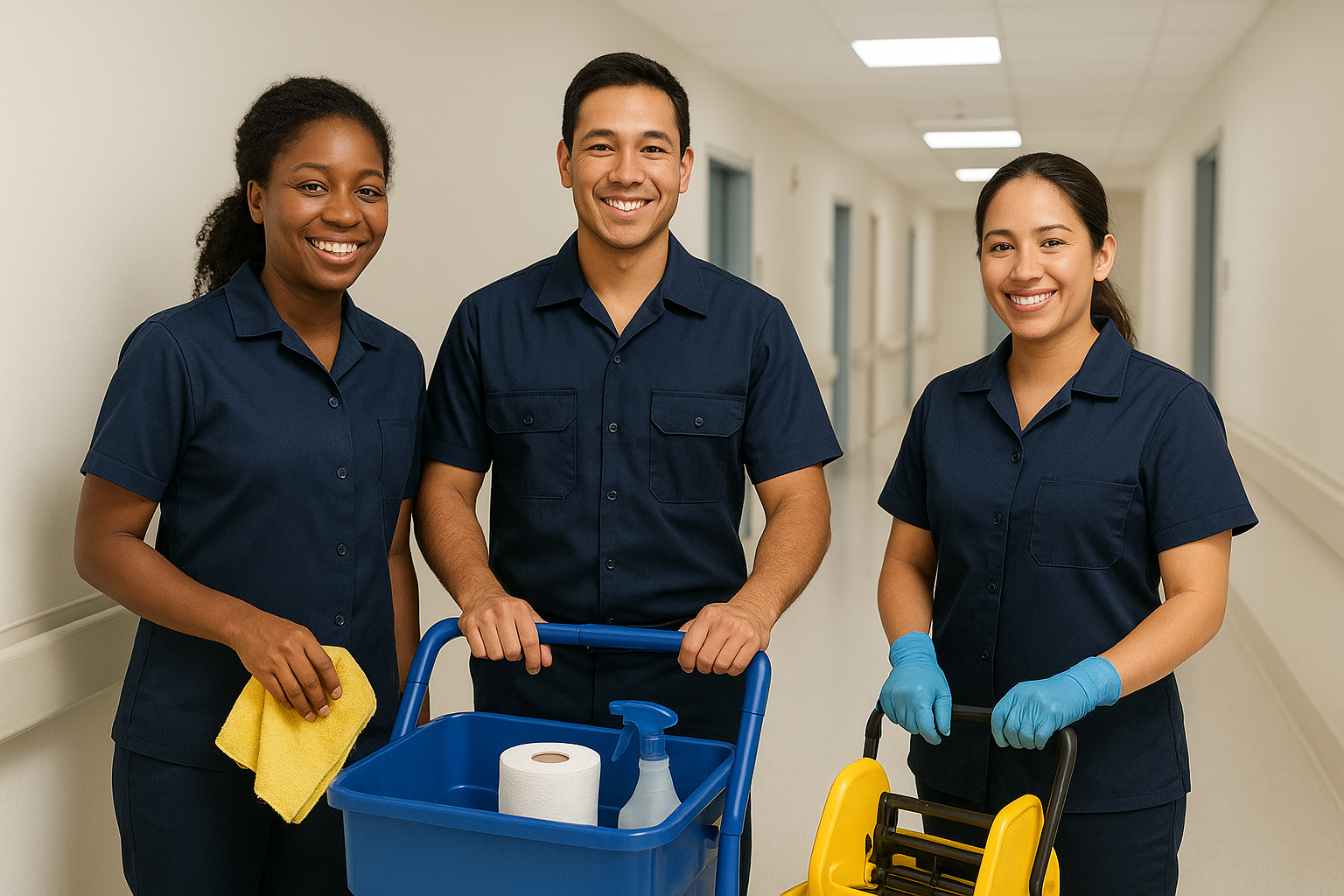 EVS staff member completing digital cleaning checklist